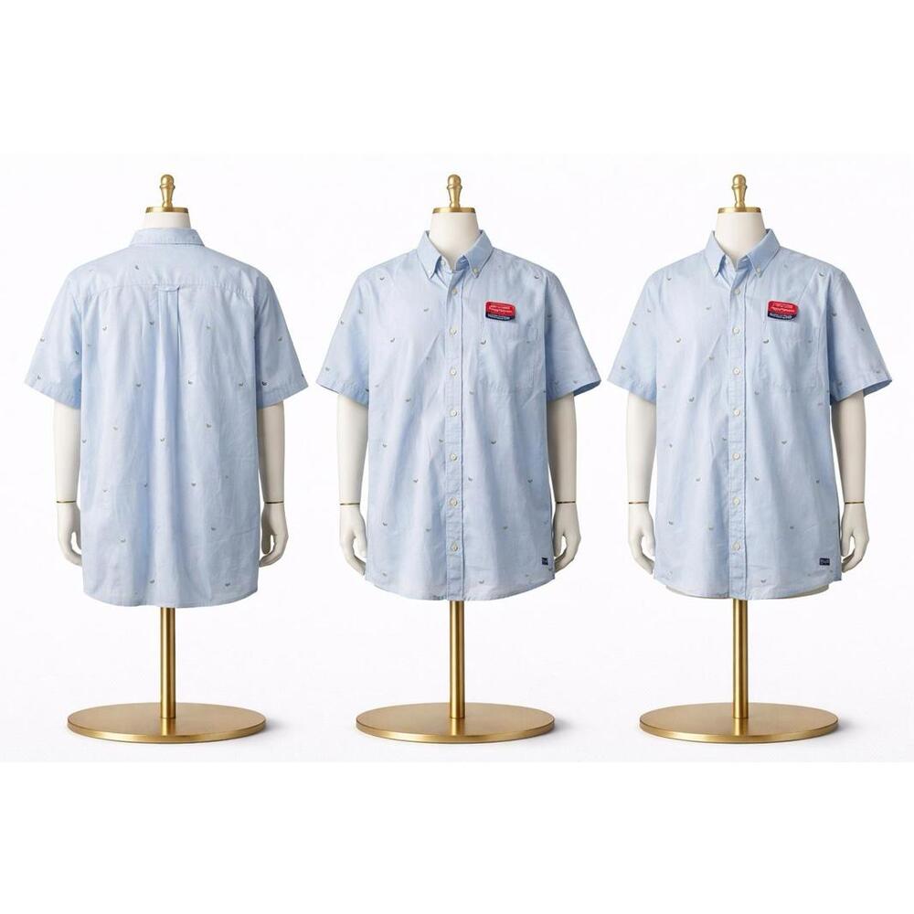 Chaps Men’s XLT Big & Tall Blue Short Sleeve Button Up Shirt NEW Y2K Casual